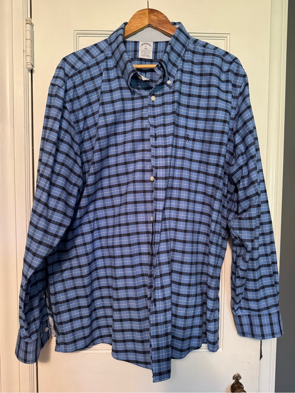 Brooks Brothers Regent Fit XXL Blue and Black Plaid Button-Down Shirt